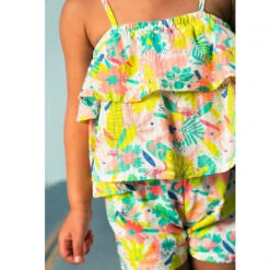 Combinaison Courte Imprimé Tropical Pour Bébé Fille -Orchestra HI01FG BLA 3 X