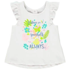 Débardeur Manches Courtes Volantées Avec Print Pour Bébé Fille