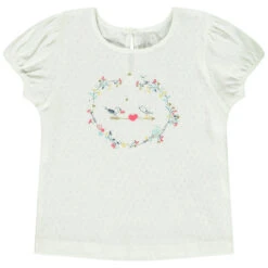 T-shirt Manches Courtes En Maille Pointelle Pour Bébé Fille