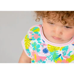 Robe Manches Courtes Imprimé Tropical Pour Bébé Fille -Orchestra HI01GV BLA 4 X