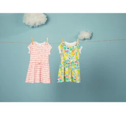 Robe Manches Courtes à Rayures Et Imprimé Flamants Roses Pour Bébé Fille 7 Robe Manches Courtes à Rayures Et Imprimé Flamants Roses Pour Bébé Fille -Orchestra HI01GW BLA 4 X