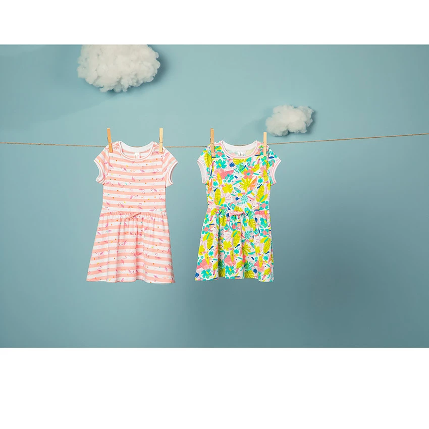 Robe Manches Courtes à Rayures Et Imprimé Flamants Roses Pour Bébé Fille 4 Robe Manches Courtes à Rayures Et Imprimé Flamants Roses Pour Bébé Fille – Image 4