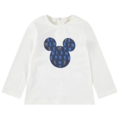 T-shirt Manches Longues En Jersey Avec Serti Mickey Disney Printé