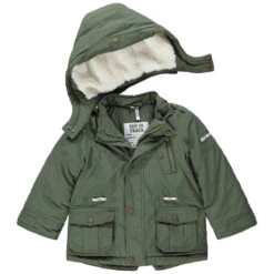 Parka Kaki Doublée Sherpa à Poches Et Capuche Amovible