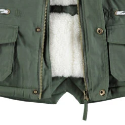 Parka Kaki Doublée Sherpa à Poches Et Capuche Amovible -Orchestra HLALOU VEF 3 X