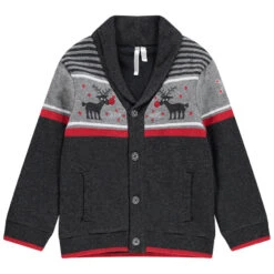 Veste En Tricot Doublée Velours Avec Cerfs En Jacquard