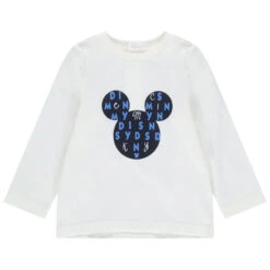 T-shirt Manches Longues Uni Print Mickey Disney