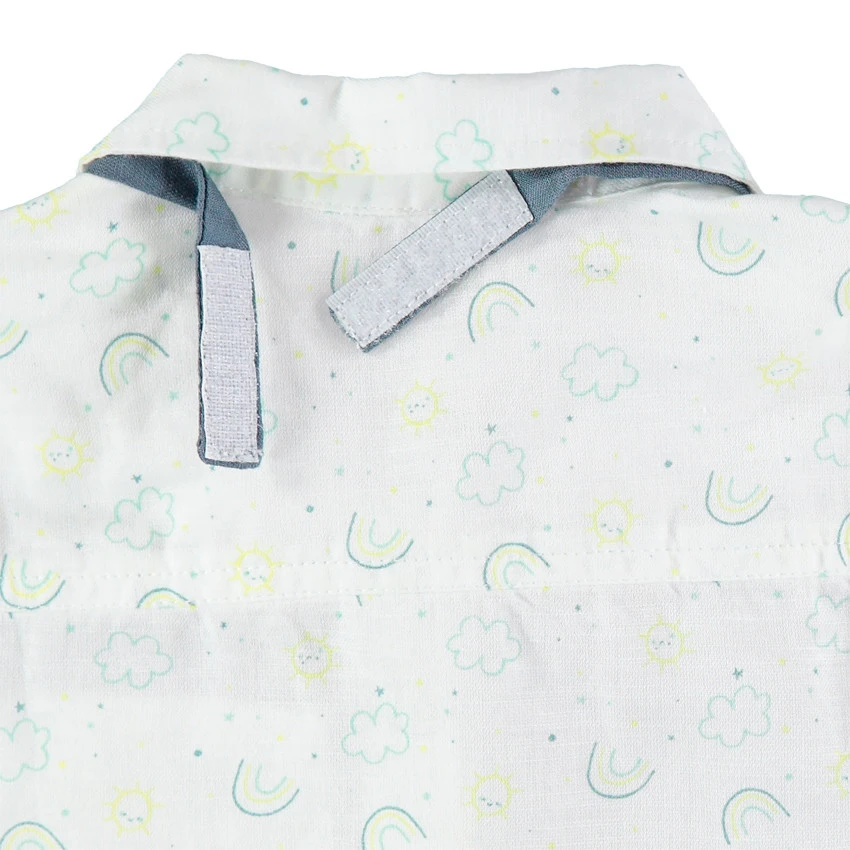 Chemise Manches Courtes à Motif Imprimé All-over Et Noeud Papillon Amovible 3 Chemise Manches Courtes à Motif Imprimé All-over Et Noeud Papillon Amovible – Image 3