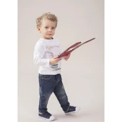 Jean Effet Used Et Crinkle à Taille élastiquée Et Badges -Orchestra HLALTJ BLM 10 X