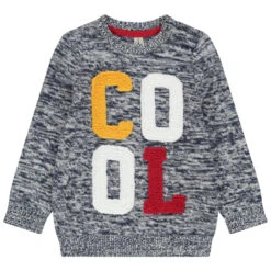 Pull En Tricot Chiné Avec Inscription En Bouclette