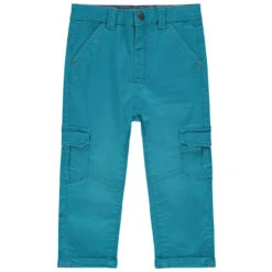 Pantalon Surteint Bleu En Toile Avec Poches