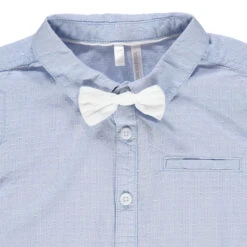 Chemise Manches Courtes à Micro Points En Jacquard Et Noeud Papillon Amovible -Orchestra HLALW1 BLC 4 X