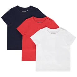 Lot De 3 T-shirts Unis En Coton Pour Bébé Garçon