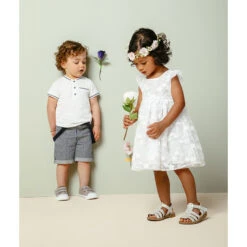 Bermuda à Rayures Verticales All-over Et Bretelles Ajustables -Orchestra HLALZ1 BLC 10 X