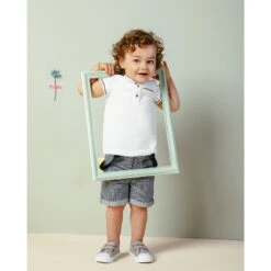 Bermuda à Rayures Verticales All-over Et Bretelles Ajustables -Orchestra HLALZ1 BLC 11 X