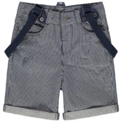 Bermuda à Rayures Verticales All-over Et Bretelles Ajustables
