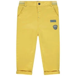 Pantalon Droit Jaune à Taille élastiquée