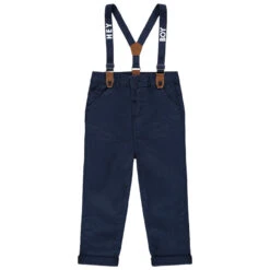 Pantalon Droit Uni à Bretelles