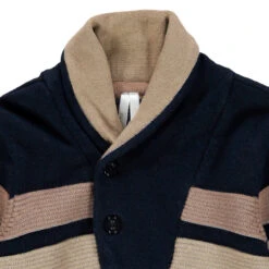 Pull En Tricot à Rayures Et Col Châle Boutonné -Orchestra HLAM1A BLF 3 X