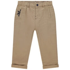 Pantalon En Toile Doublé Jersey à Bouledogue Brodé