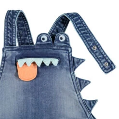 Salopette En Jean Effet Used Détails Brodés Crocodile -Orchestra HLAM48 BLC 3 X