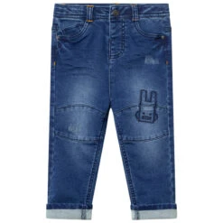 Jean Effet Used Avec Broderies Contrastées