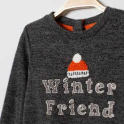 T-shirt Manches Longues à Message Printé Et Détail En Bouclette -Orchestra HLAM58 GRF 3 X