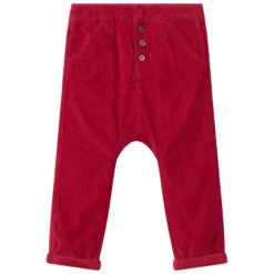 Pantalon En Velours Rouge Doublé Jersey