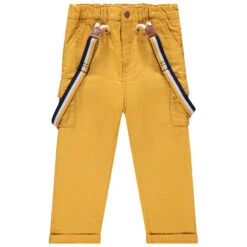 Pantalon En Toile Doublé Jersey à Bretelles Amovibles