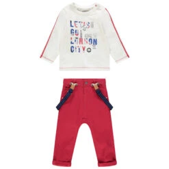 Ensemble Avec T-shirt Ă Message Et Pantalon Ă Bretelles Amovibles