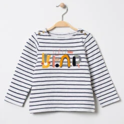 Marinière à Col Boutonné Et Message En Bouclette