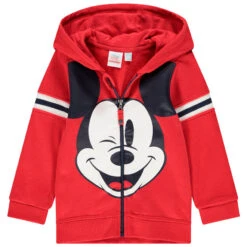 Gilet à Capuche En Molleton Rouge Print Mickey Disney