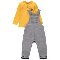 Ensemble T-shirt Manches Longues Et Salopette Grise Pour Bébé Garçon