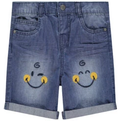 Bermuda En Jean à Broderies Smiley Baby