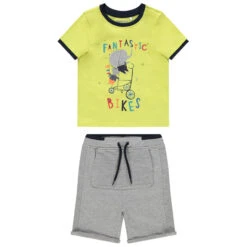Ensemble T-shirt Et Bermuda Print Animaux Et Texte Brodé