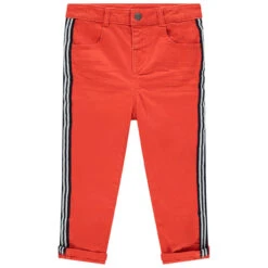 Pantalon En Toile Effet Crinkle à Bandes Sur Les Côtés