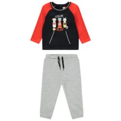 Jogging En Molleton Avec Sweat Bicolore Print Animaux