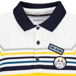 Polo à Rayures Et Badges Dragon Pour Bébé Garçon -Orchestra HLAME2 BLA 3 X