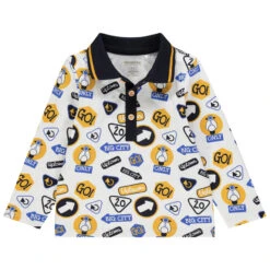 Polo Manches Longues En Coton Imprimé Panneaux Et Scooters