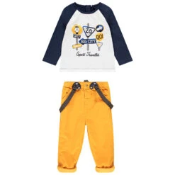 Ensemble T-shirt Et Pantalon à Bretelles Pour Bébé Garçon
