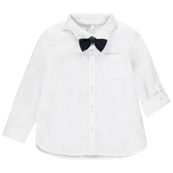 Chemise Blanche De Cérémonie à Noeud Papillon Pour Bébé Garçon