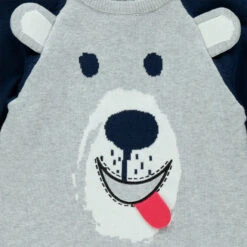 Pull En Tricot Bicolore Motif Ourson à Détails En Relief -Orchestra HLAMFE GRM 3 X