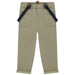 Pantalon Doublé Jersey En Toile à Bretelles Amovibles