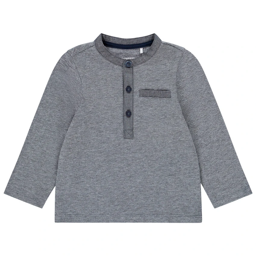 T-shirt Manches Longues Pour Bébé Garçon à Col Boutonné 1 T-shirt Manches Longues Pour Bébé Garçon à Col Boutonné