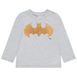 T-shirt Manches Longues Gris Print Batman En Foil Pour Bébé Garçon