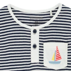 T-shirt Manches Courtes à Col Boutonné Contrasté Pour Bébé Garçon -Orchestra HLAMIT BLA 3 X