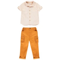Ensemble Chemise Rayée Et Pantalon Cargo Pour Bébé Garçon