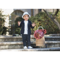 Blazer En Toile Uni De Cérémonie Pour Bébé Garçon -Orchestra HLAMJX BLF 5 X