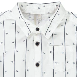 Chemise Manches Courtes Rayée Imprimé Ancres Pour Bébé Garçon -Orchestra HLAMM3 BLA 3 X