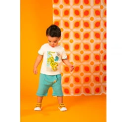 Bermuda En Coton Gaufré Avec Poche Kangourou Pour Bébé Garçon -Orchestra HLAMMP BLM 5 X